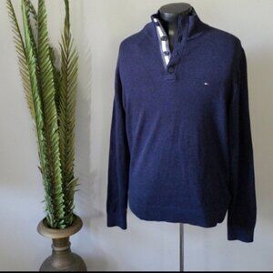 Tommy Hilfiger navy pullover with 4 button front NWT